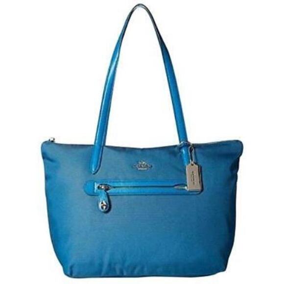 Coach Peacock Style 35500 Blue Nylon & Leather Tote - Picture 1 of 10
